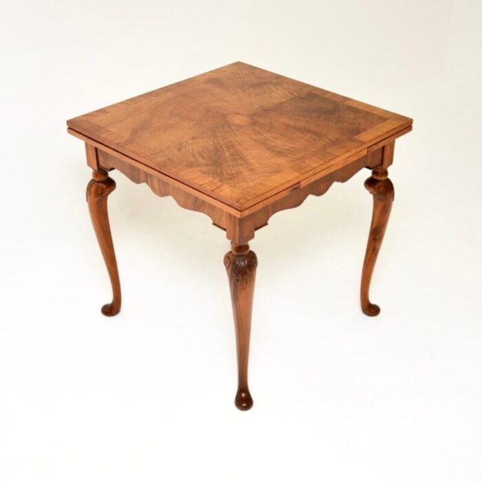 antique burr walnut draw leaf dining table 6 master