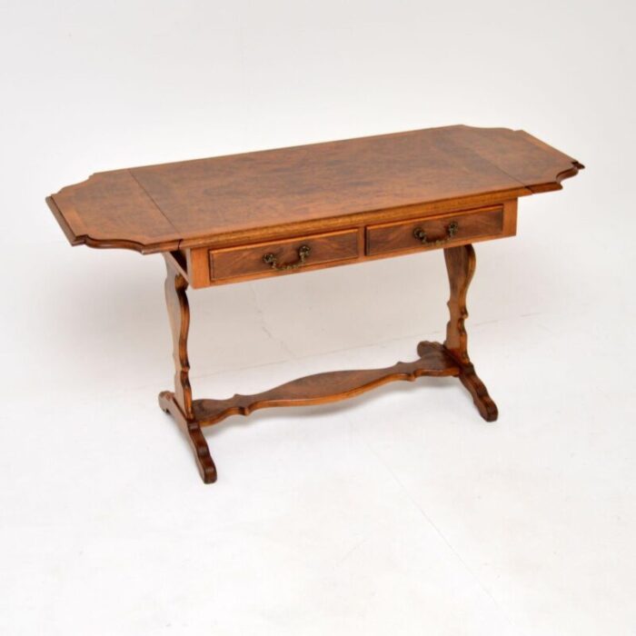 antique burr walnut drop leaf coffee table 2 master