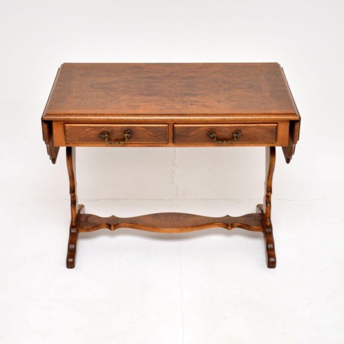 antique burr walnut drop leaf coffee table 3 master