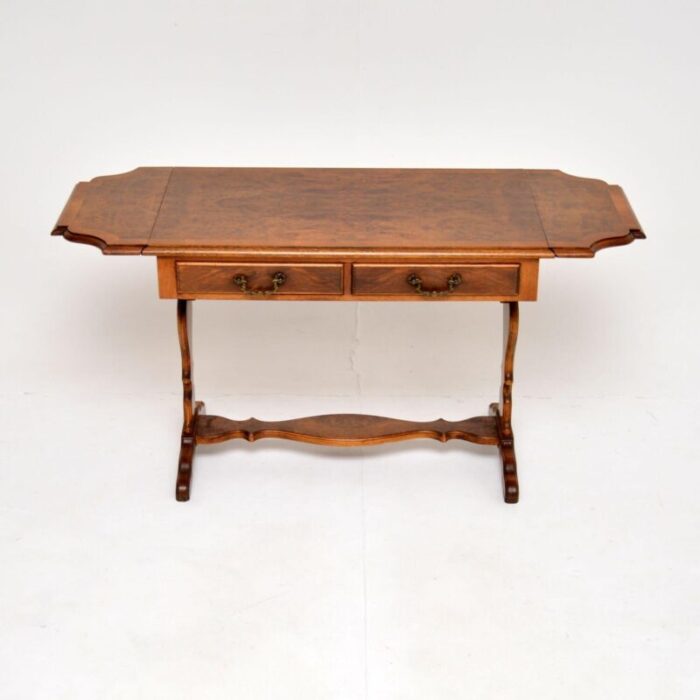 antique burr walnut drop leaf coffee table 4 master