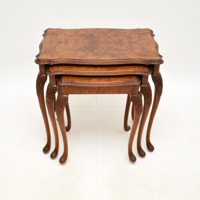 antique burr walnut nest of tables 2 master