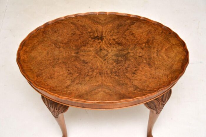 antique burr walnut pie crust coffee table 4 master