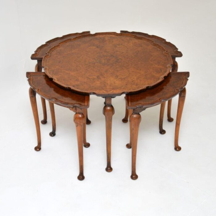 antique edwardian walnut pie crust nest coffee table 1 master