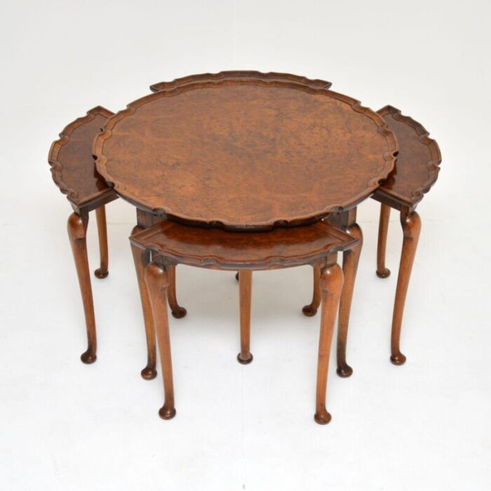 antique edwardian walnut pie crust nest coffee table 2 master