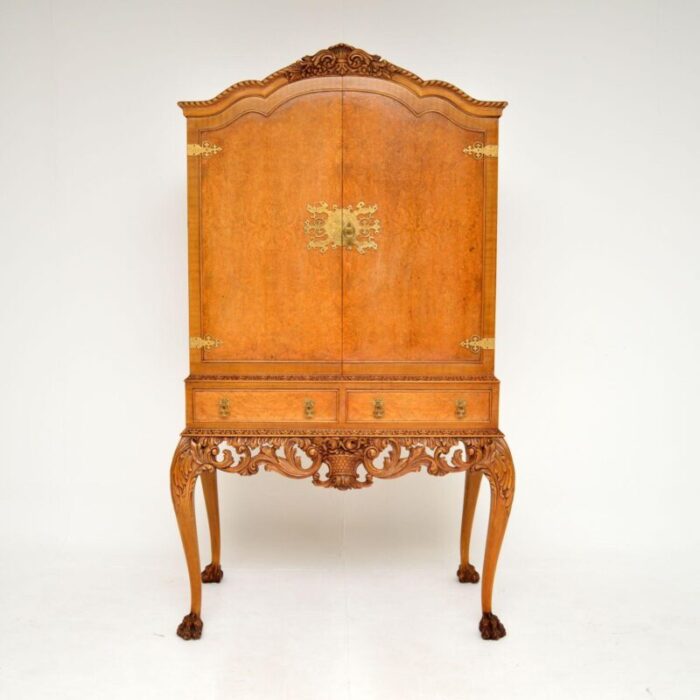 antique queen anne burr walnut cocktail cabinet 3 master