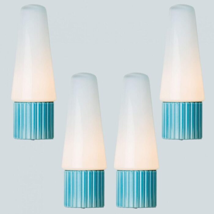 aqua ceramic opaline glass wall light sweden 1960s 4