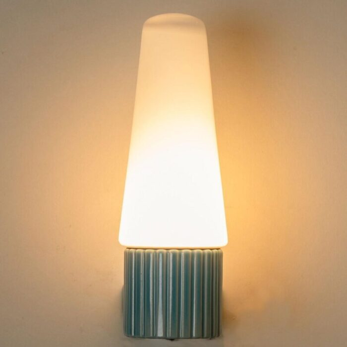 aqua ceramic opaline glass wall light sweden 1960s 6