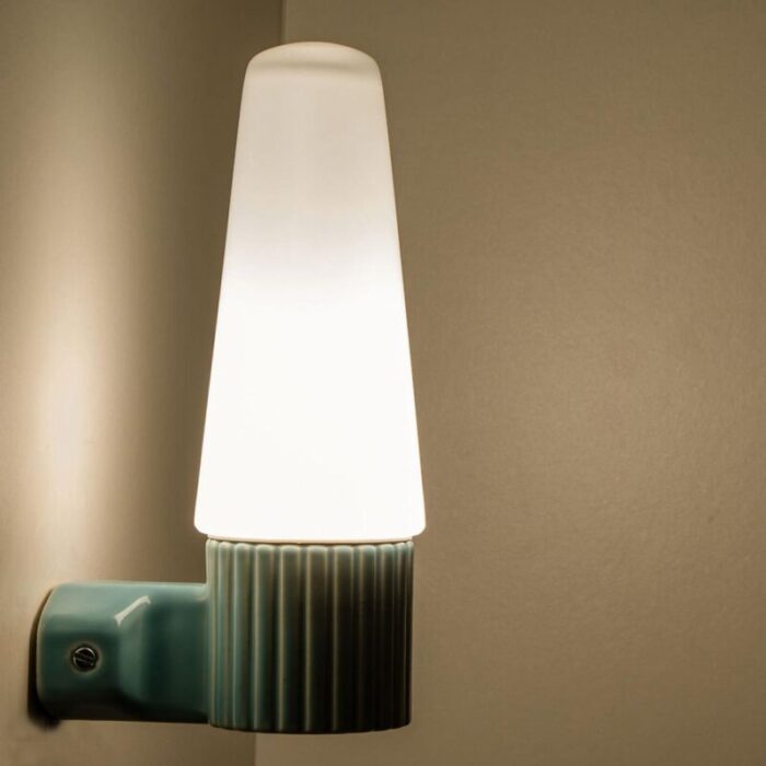 aqua ceramic opaline glass wall light sweden 1960s 8