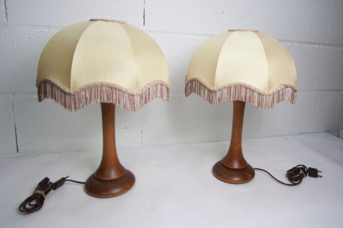 art deco bedside lamps with fringed wood legs 1930s set of 2 10