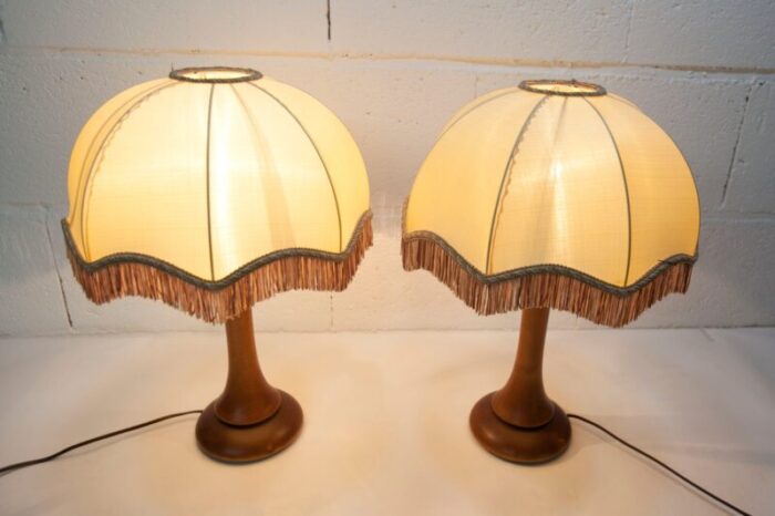 art deco bedside lamps with fringed wood legs 1930s set of 2 11