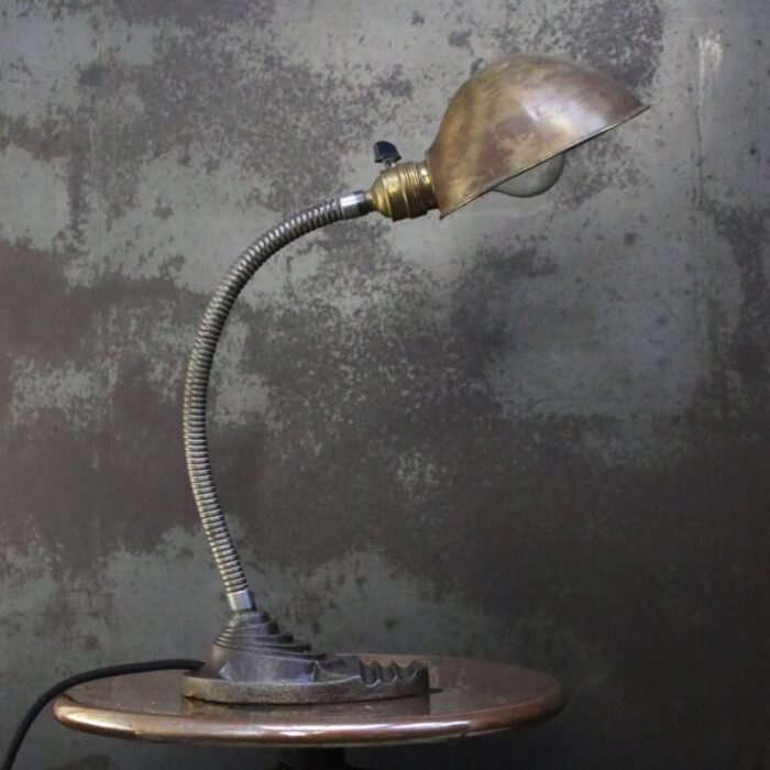 art deco brass cast iron table desk light from erpe belgian 2