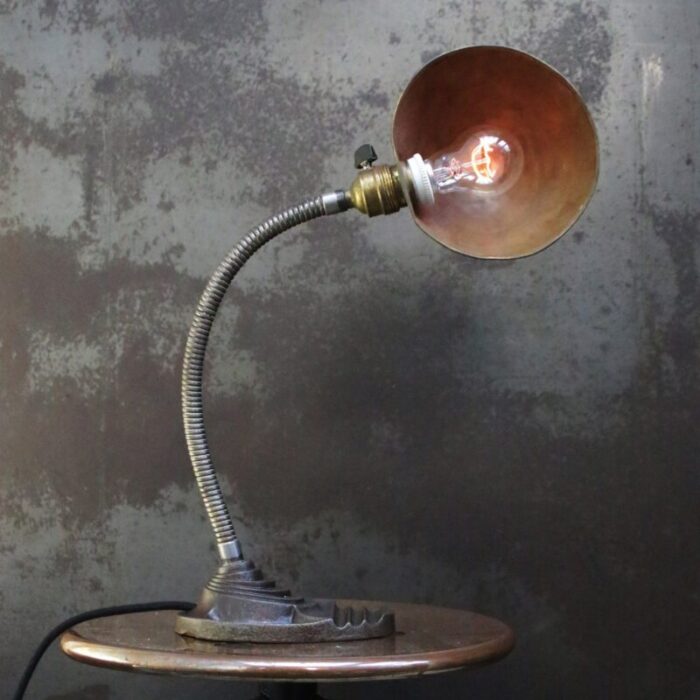 art deco brass cast iron table desk light from erpe belgian 5