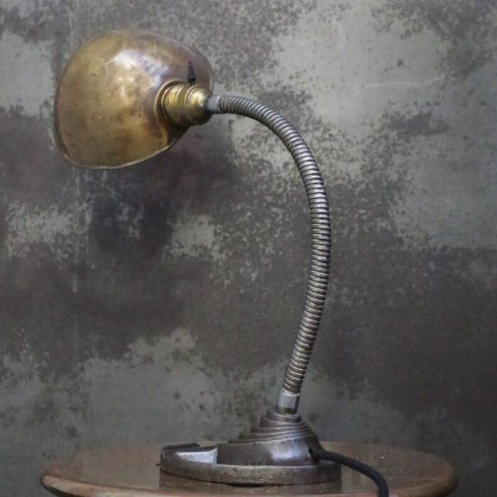 art deco brass cast iron table desk light from erpe belgian 6