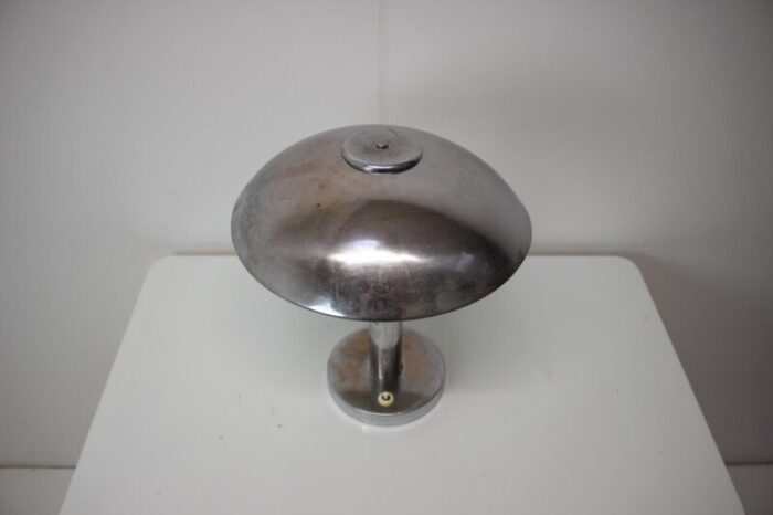 art deco chrome plated mushroom table lamp czechoslovakia 1930s 2