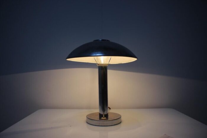 art deco chrome plated mushroom table lamp czechoslovakia 1930s 5