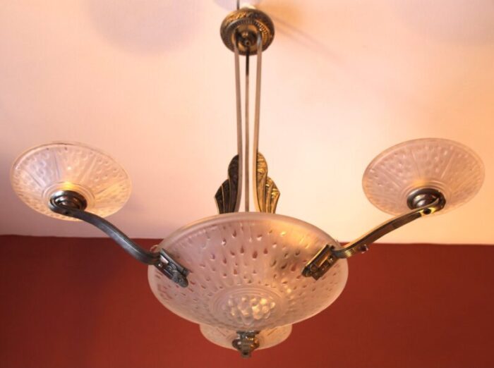 art deco french ceiling lamp from muller freres 1920s 3