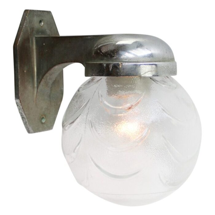 art deco french chrome clear frosted glass wall lamp 2