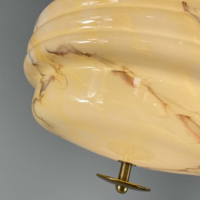 art deco marbled opaline glass and brass semi flush mount 1930s 13