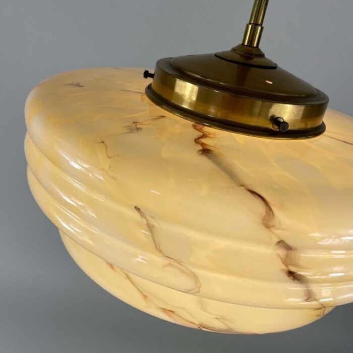 art deco marbled opaline glass and brass semi flush mount 1930s 15