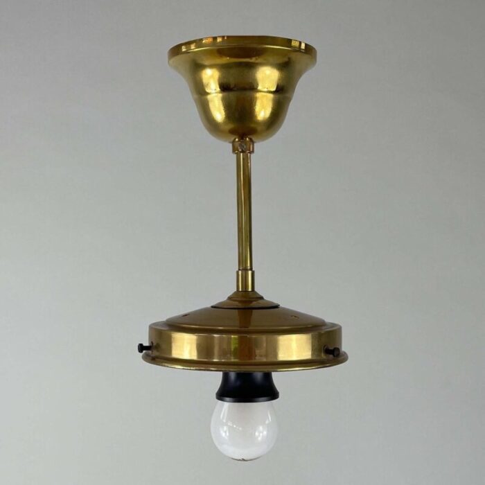 art deco marbled opaline glass and brass semi flush mount 1930s 8