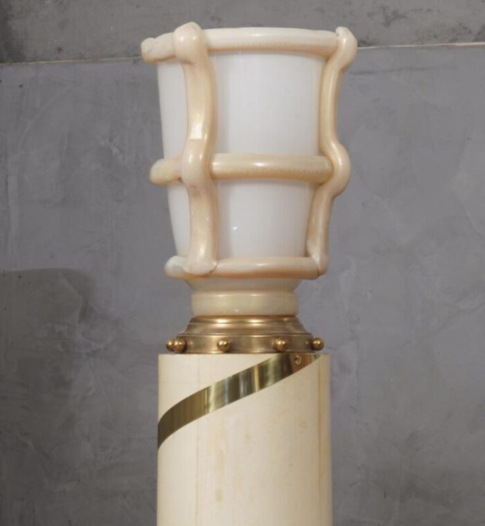 art deco murano glass and brass floor lamp 1940s 7613