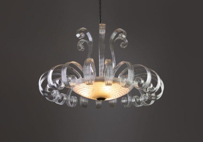 art deco murano glass chandelier from venini 1930s 1