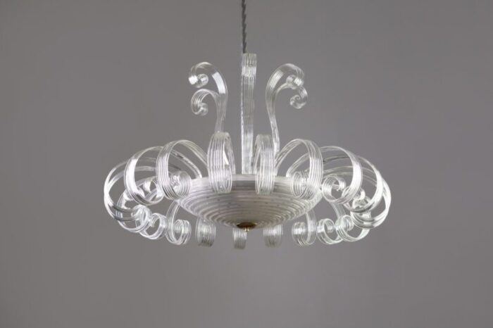 art deco murano glass chandelier from venini 1930s 2