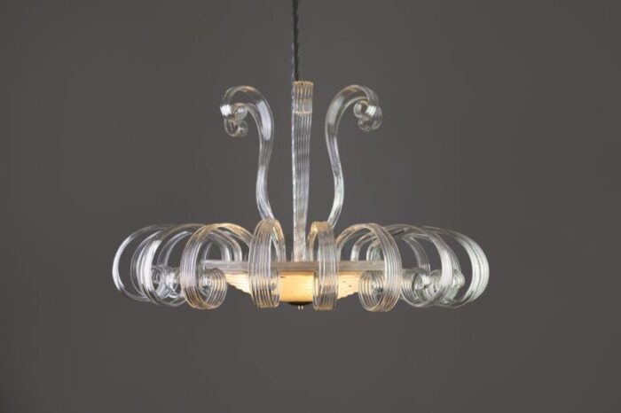 art deco murano glass chandelier from venini 1930s 6