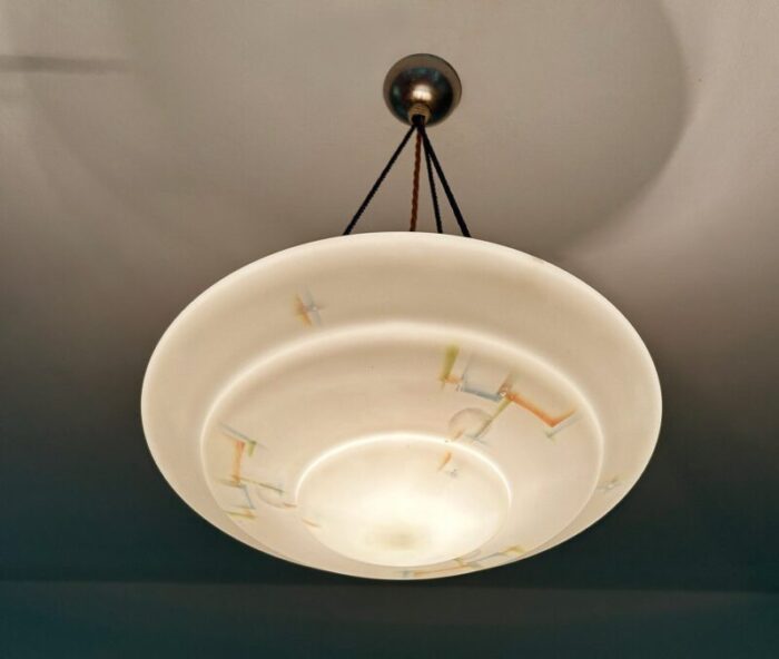 art deco pendant light in glass 1930s 6 1