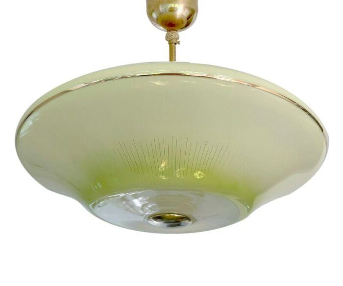 art deco pendant light in green ivory glass 1930s 1