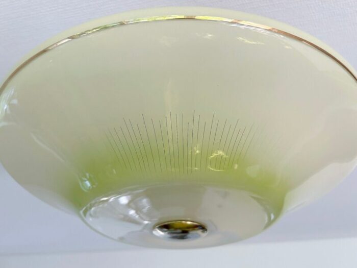 art deco pendant light in green ivory glass 1930s 11