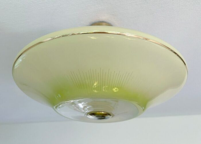 art deco pendant light in green ivory glass 1930s 3