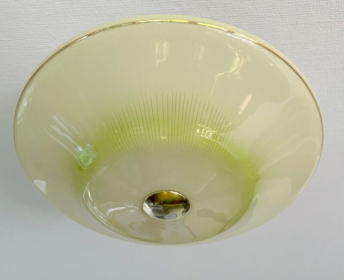 art deco pendant light in green ivory glass 1930s 5