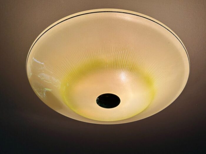 art deco pendant light in green ivory glass 1930s 6