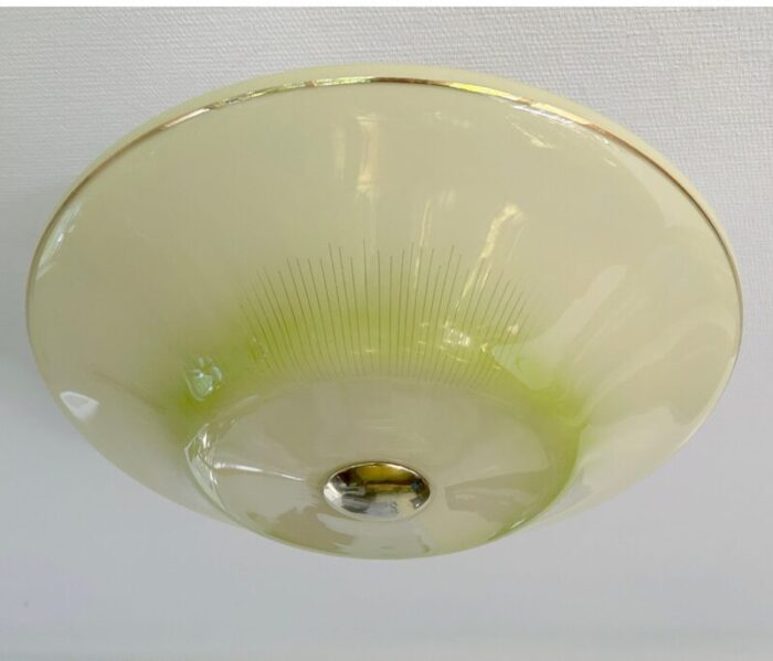 art deco pendant light in green ivory glass 1930s 7