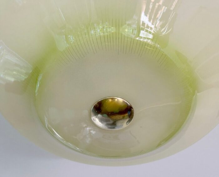 art deco pendant light in green ivory glass 1930s 9