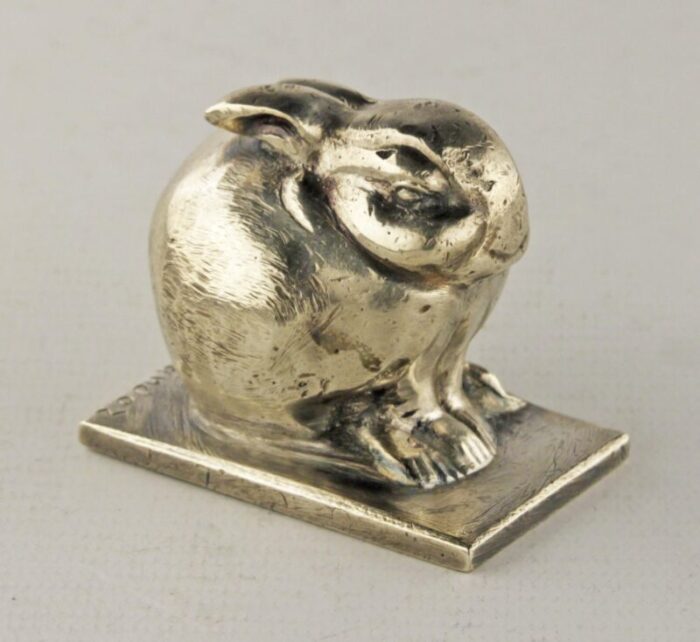 art deco silverednickeled bronze rabbit sculpture designed by animalier swiss author edouard marcel sandoz for the french firm susse freres 7068