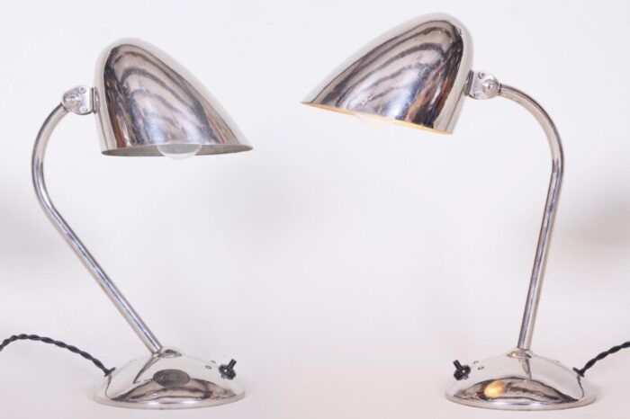 art deco table lamps in chrome aluminium attributed to franta anyz for napako czech 1930s set of 2 14