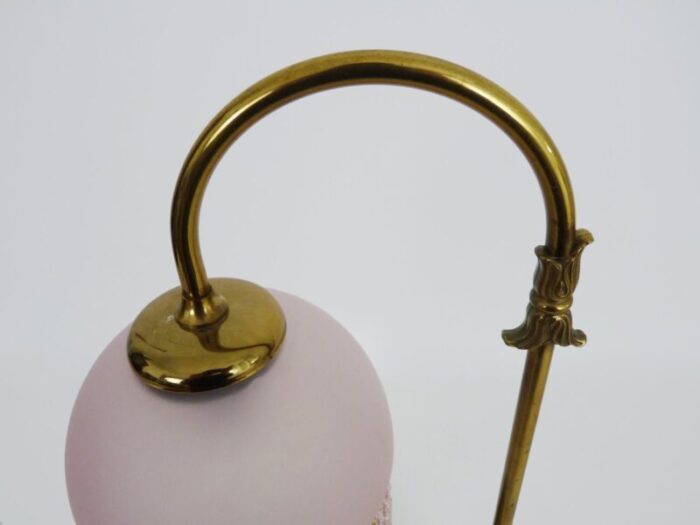 art nouveau bedside lamp with beads and pink globe 1980s 7