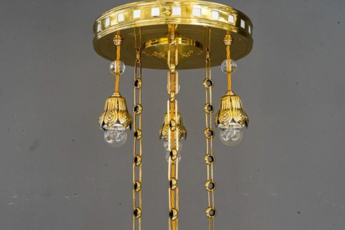 art nouveau chandelier with cut glass shade vienna 1910s 18