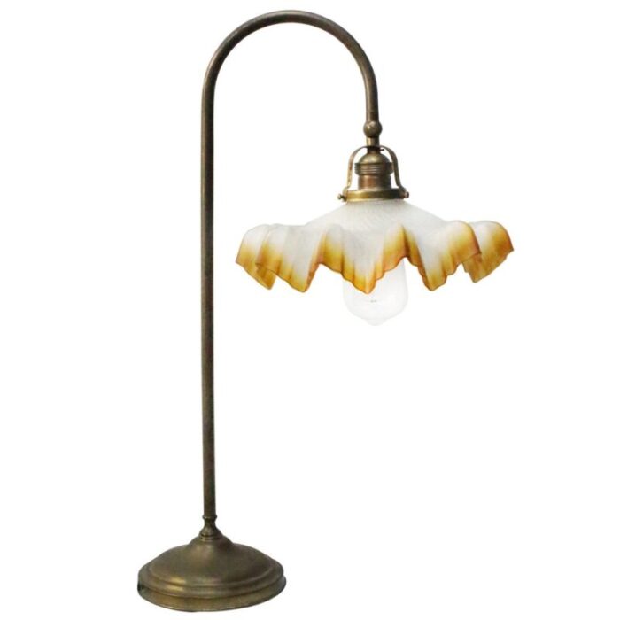 art nouveau french brass and glass table light 1