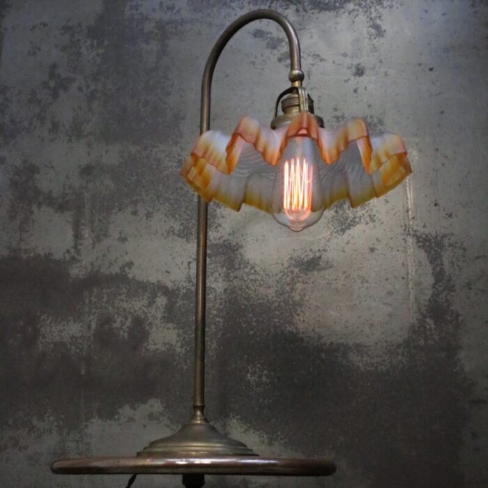 art nouveau french brass and glass table light 5