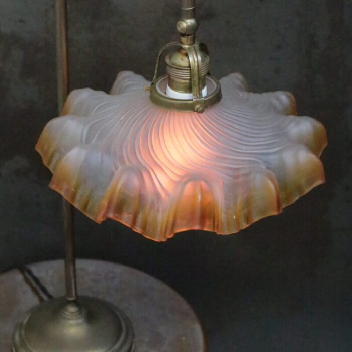 art nouveau french brass and glass table light 6