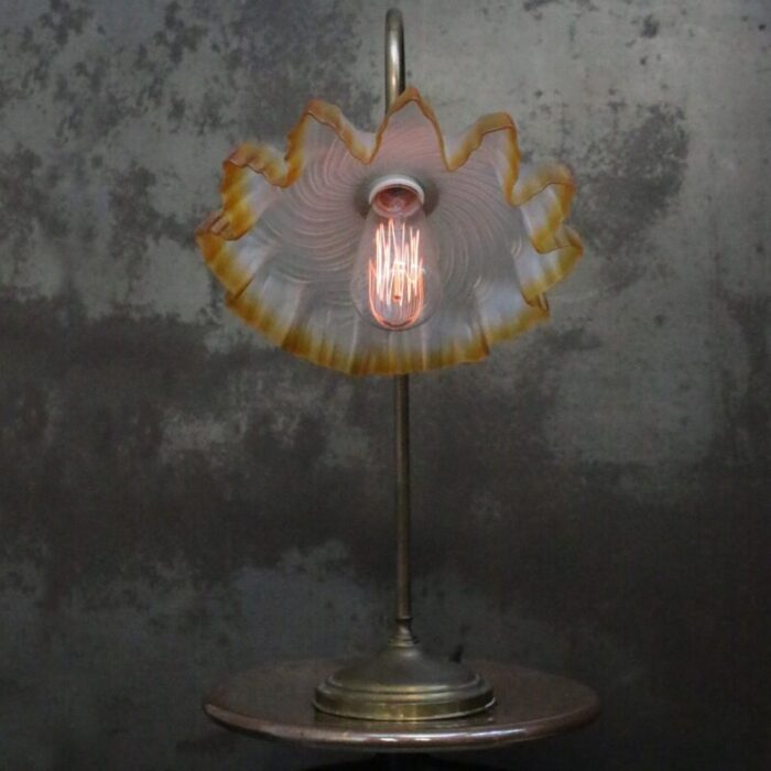 art nouveau french brass and glass table light 8