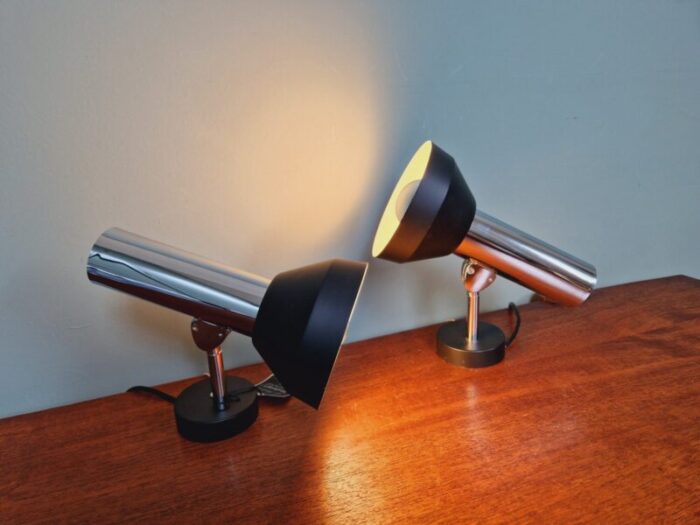 articulated wall lights in chromed metal from boulanger belgium 1970s set of 2 13