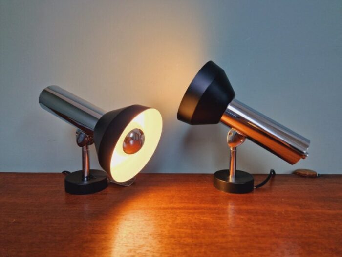 articulated wall lights in chromed metal from boulanger belgium 1970s set of 2 2