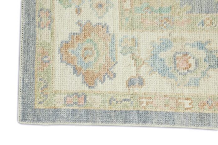 ash gray multicolor handwoven turkish oushak rug 42 x 510 0885