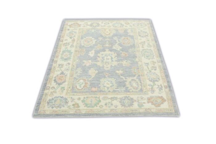 ash gray multicolor handwoven turkish oushak rug 42 x 510 3780