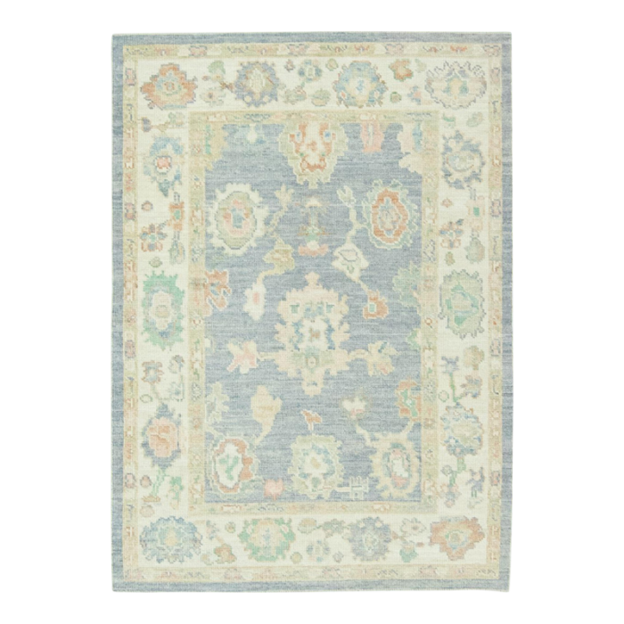 ash gray multicolor handwoven turkish oushak rug 42 x 510 7065