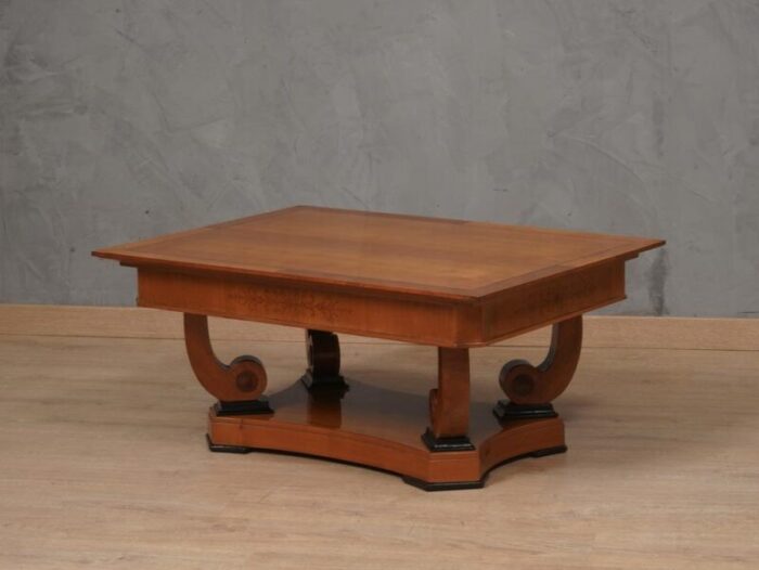 austrian art nouveau rectangular sofa table in cherrywood 1900s 6096